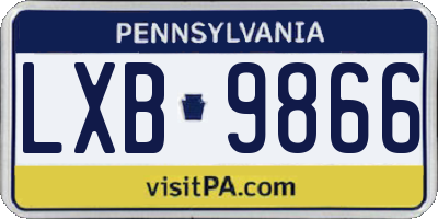PA license plate LXB9866