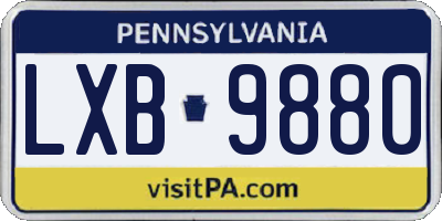 PA license plate LXB9880