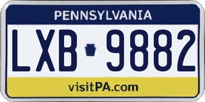 PA license plate LXB9882