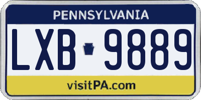 PA license plate LXB9889