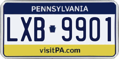 PA license plate LXB9901