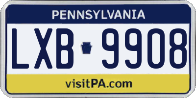 PA license plate LXB9908