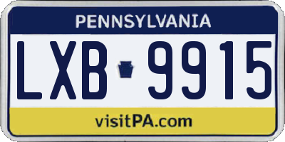 PA license plate LXB9915