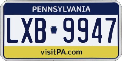 PA license plate LXB9947