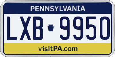 PA license plate LXB9950