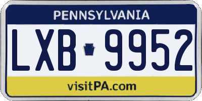 PA license plate LXB9952