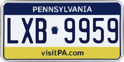 PA license plate LXB9959