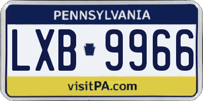 PA license plate LXB9966