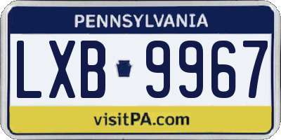 PA license plate LXB9967
