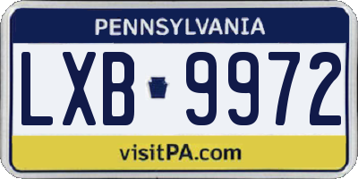 PA license plate LXB9972