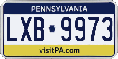 PA license plate LXB9973