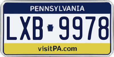 PA license plate LXB9978