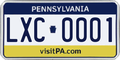 PA license plate LXC0001