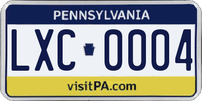 PA license plate LXC0004