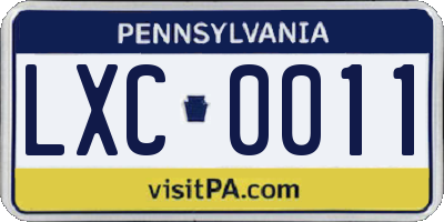 PA license plate LXC0011