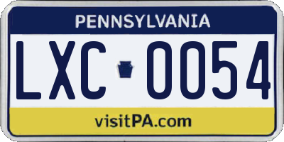 PA license plate LXC0054