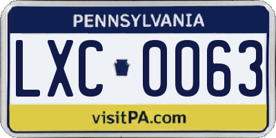 PA license plate LXC0063