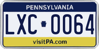 PA license plate LXC0064
