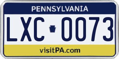 PA license plate LXC0073