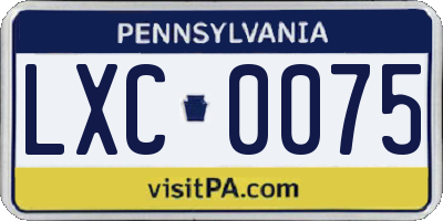 PA license plate LXC0075