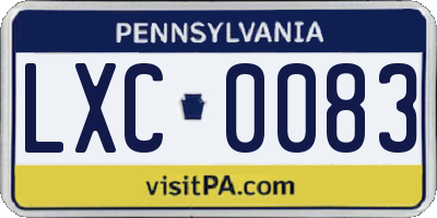 PA license plate LXC0083