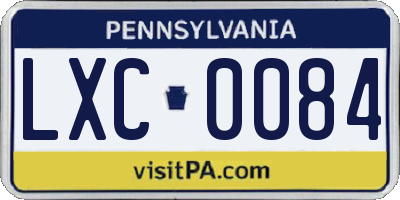 PA license plate LXC0084