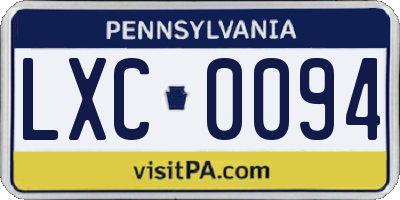 PA license plate LXC0094