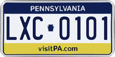 PA license plate LXC0101