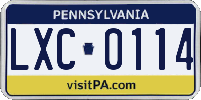 PA license plate LXC0114