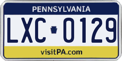 PA license plate LXC0129