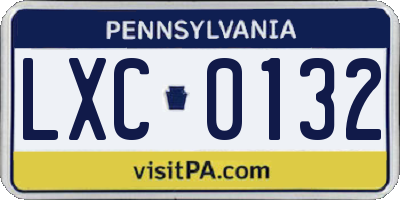 PA license plate LXC0132