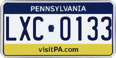 PA license plate LXC0133