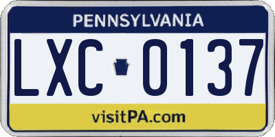 PA license plate LXC0137