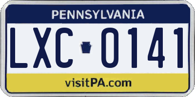 PA license plate LXC0141