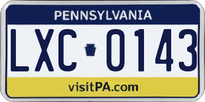 PA license plate LXC0143