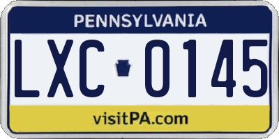 PA license plate LXC0145