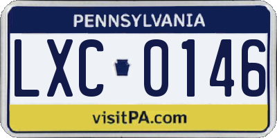 PA license plate LXC0146