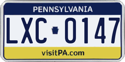 PA license plate LXC0147