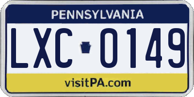 PA license plate LXC0149