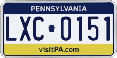 PA license plate LXC0151