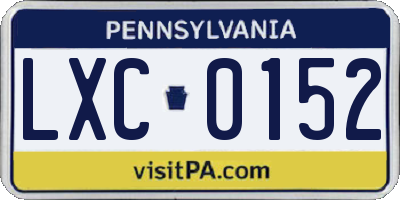 PA license plate LXC0152