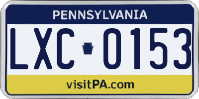 PA license plate LXC0153
