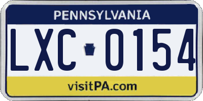 PA license plate LXC0154