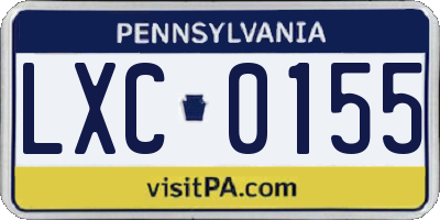 PA license plate LXC0155