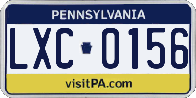 PA license plate LXC0156
