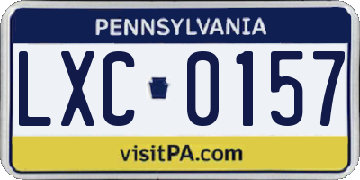 PA license plate LXC0157
