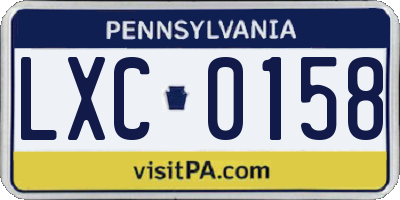 PA license plate LXC0158