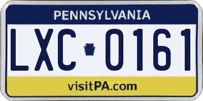 PA license plate LXC0161