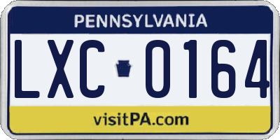 PA license plate LXC0164