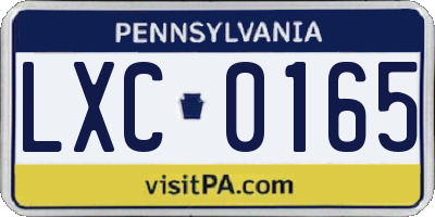 PA license plate LXC0165